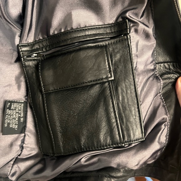 Black Leather bomber jacket -men’s L - Picture 5 of 6